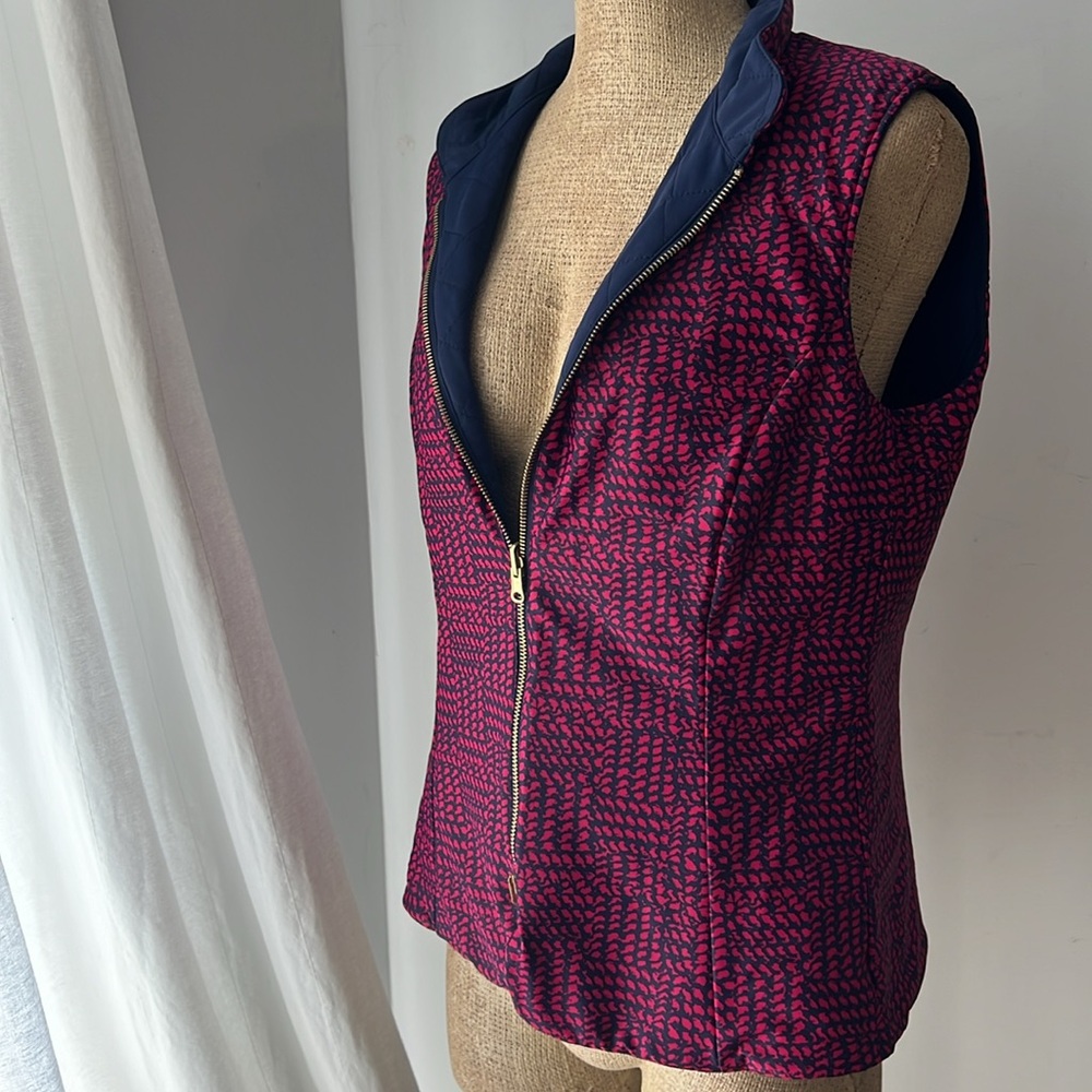Jude Connolly navy and patterned reversible puffer vest xl